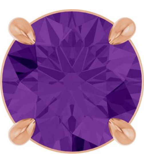 88436 Pendant Set 14K Rose Round Natural Amethyst 7 Mm Polished Natural Amethyst Solitaire Slide Pendant