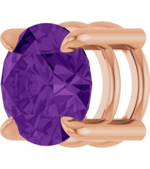 88436 Pendant Set 14K Rose Round Natural Amethyst 7 Mm Polished Natural Amethyst Solitaire Slide Pendant