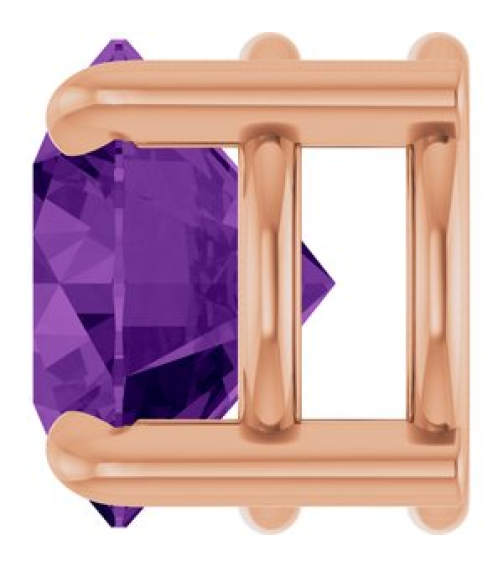 88436 Pendant Set 14K Rose Round Natural Amethyst 7 Mm Polished Natural Amethyst Solitaire Slide Pendant