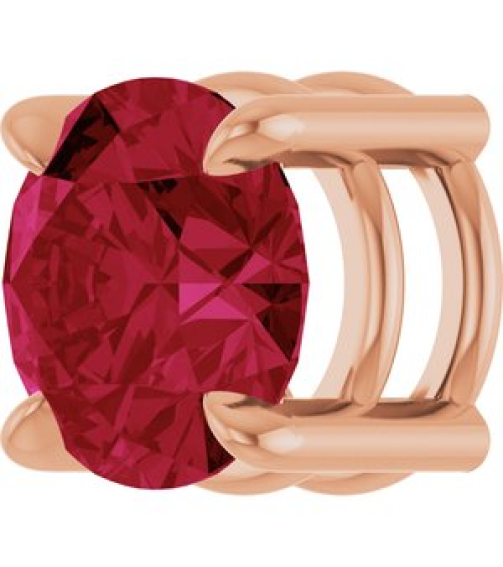 88436 Pendant Set 14K Rose Round Lab-Grown Ruby 7 Mm Polished Lab-Grown Ruby Solitaire Slide Pendant