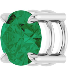 88436 Pendant Set Platinum Round Lab-Grown Emerald 7 Mm Polished Lab-Grown Emerald Solitaire Slide Pendant