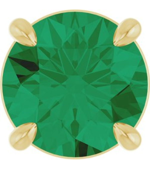 88436 Pendant Set 14K Yellow Round Lab-Grown Emerald 7 Mm Polished Lab-Grown Emerald Solitaire Slide Pendant