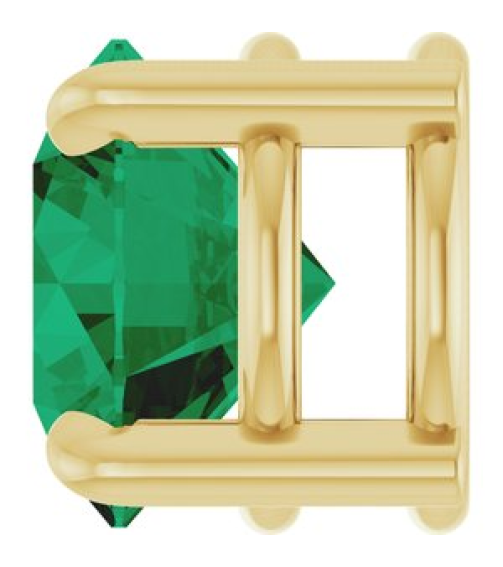 88436 Pendant Set 14K Yellow Round Lab-Grown Emerald 7 Mm Polished Lab-Grown Emerald Solitaire Slide Pendant