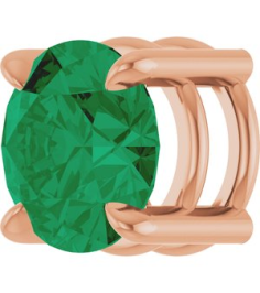 88436 Pendant Set 14K Rose Round Lab-Grown Emerald 7 Mm Polished Lab-Grown Emerald Solitaire Slide Pendant