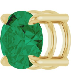 88436 Pendant Set 14K Yellow Round Lab-Grown Emerald 6.5 Mm Polished Lab-Grown Emerald Solitaire Slide Pendant