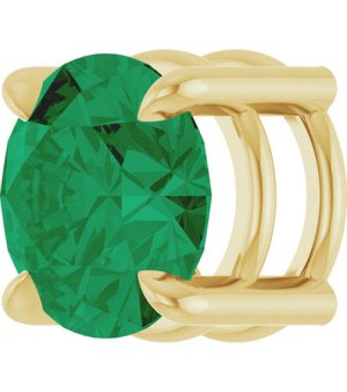 88436 Pendant Set 14K Yellow Round Lab-Grown Emerald 6.5 Mm Polished Lab-Grown Emerald Solitaire Slide Pendant