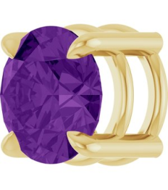 88436 Pendant Set 14K Yellow Round Natural Amethyst 6.5 Mm Polished Natural Amethyst Solitaire Slide Pendant