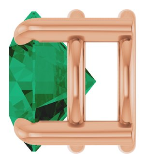 88436 Pendant Set 14K Rose Round Lab-Grown Emerald 6.5 Mm Polished Lab-Grown Emerald Solitaire Slide Pendant