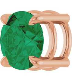 88436 Pendant Set 14K Rose Round Lab-Grown Emerald 6.5 Mm Polished Lab-Grown Emerald Solitaire Slide Pendant