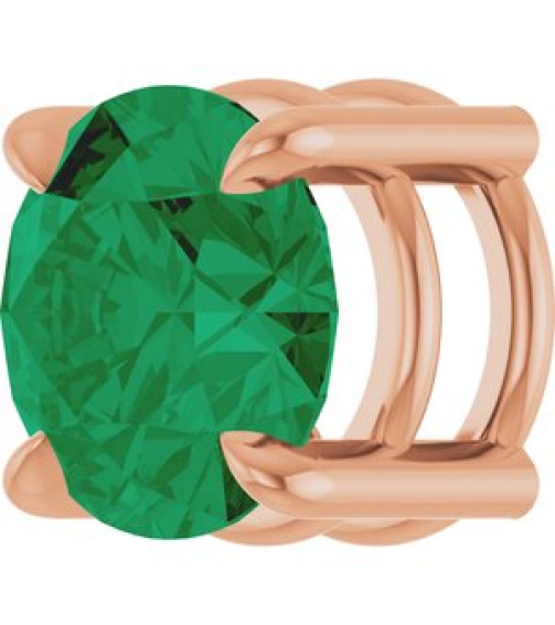88436 Pendant Set 14K Rose Round Lab-Grown Emerald 6.5 Mm Polished Lab-Grown Emerald Solitaire Slide Pendant