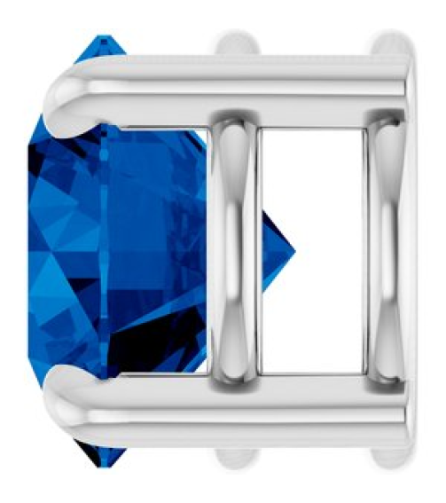 88436 Pendant Set 14K White Round Lab-Grown Blue Sapphire 6.5 Mm Polished Lab-Grown Blue Sapphire Solitaire Slide Pendant