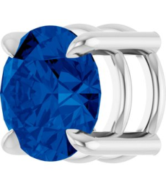 88436 Pendant Set 14K White Round Lab-Grown Blue Sapphire 6.5 Mm Polished Lab-Grown Blue Sapphire Solitaire Slide Pendant