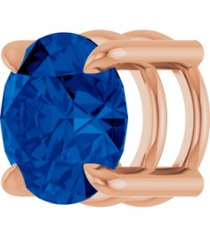 88436 Pendant Set 14K Rose Round Lab-Grown Blue Sapphire 6.5 Mm Polished Lab-Grown Blue Sapphire Solitaire Slide Pendant