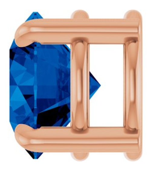 88436 Pendant Set 14K Rose Round Lab-Grown Blue Sapphire 6.5 Mm Polished Lab-Grown Blue Sapphire Solitaire Slide Pendant