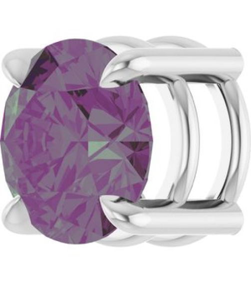 88436 Pendant Set 14K White Round Lab-Grown Alexandrite 6.5 Mm Polished Lab-Grown Alexandrite Solitaire Slide Pendant