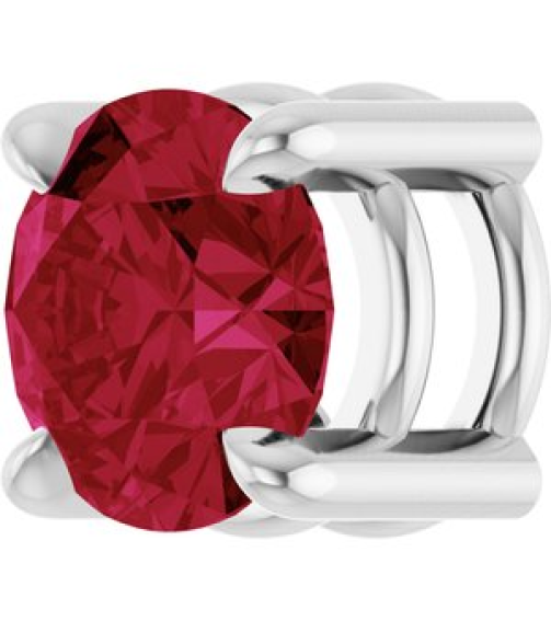 88436 Pendant Set 14K White Round Natural Ruby 5.5 Mm Polished Natural Ruby Solitaire Slide Pendant