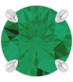 88436 Pendant Set 14K White Round Lab-Grown Emerald 6.5 Mm Polished Lab-Grown Emerald Solitaire Slide Pendant