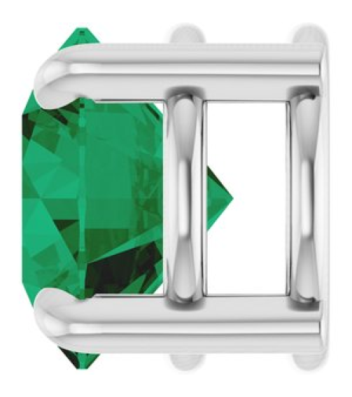 88436 Pendant Set 14K White Round Lab-Grown Emerald 6.5 Mm Polished Lab-Grown Emerald Solitaire Slide Pendant