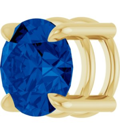 88436 Pendant Set 14K Yellow Round Lab-Grown Blue Sapphire 6.5 Mm Polished Lab-Grown Blue Sapphire Solitaire Slide Pendant