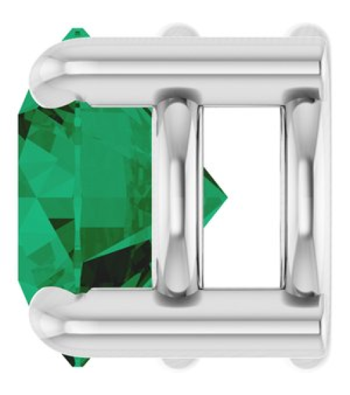 88436 Pendant Set 14K White Round Lab-Grown Emerald 5.5 Mm Polished Lab-Grown Emerald Solitaire Slide Pendant