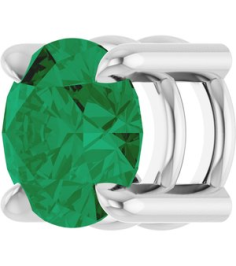 88436 Pendant Set 14K White Round Lab-Grown Emerald 5.5 Mm Polished Lab-Grown Emerald Solitaire Slide Pendant