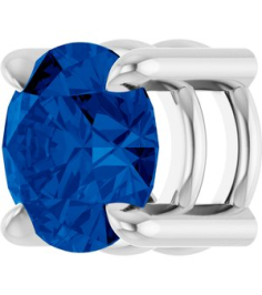88436 Pendant Set 14K White Round Lab-Grown Blue Sapphire 5.5 Mm Polished Lab-Grown Blue Sapphire Solitaire Slide Pendant