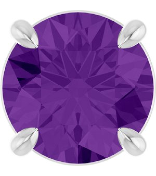 88436 Pendant Set Platinum Round Natural Amethyst 6.5 Mm Polished Natural Amethyst Solitaire Slide Pendant