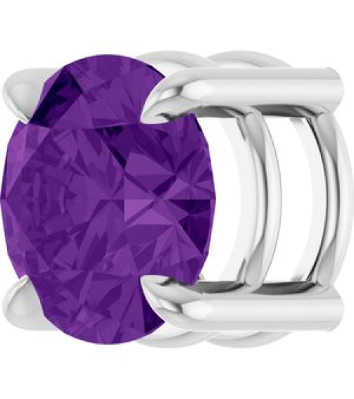 88436 Pendant Set Platinum Round Natural Amethyst 6.5 Mm Polished Natural Amethyst Solitaire Slide Pendant
