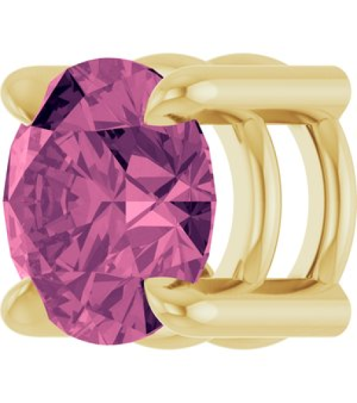 88436 Pendant Set 14K Yellow Round Natural Pink Tourmaline 5.5 Mm Polished Natural Pink Tourmaline Solitaire Slide Pendant
