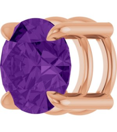 88436 Pendant Set 14K Rose Round Natural Amethyst 6.5 Mm Polished Natural Amethyst Solitaire Slide Pendant