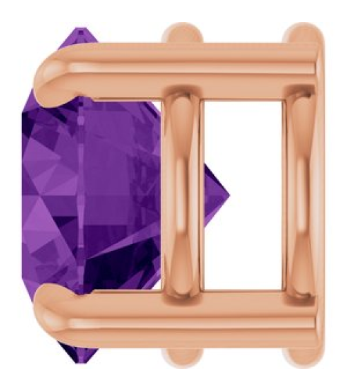88436 Pendant Set 14K Rose Round Natural Amethyst 6.5 Mm Polished Natural Amethyst Solitaire Slide Pendant