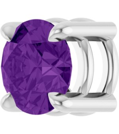 88436 Pendant Set Platinum Round Natural Amethyst 5.5 Mm Polished Natural Amethyst Solitaire Slide Pendant