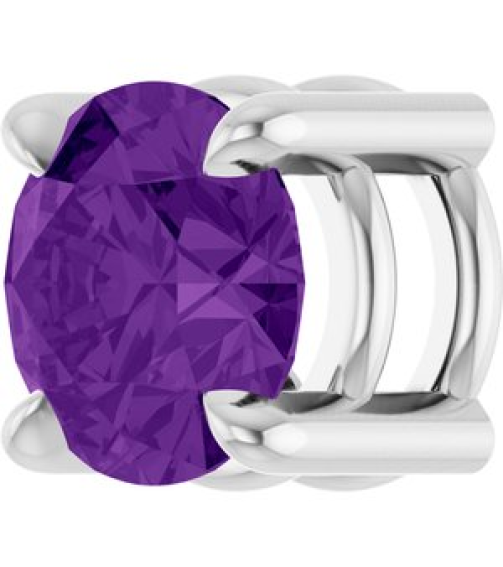 88436 Pendant Set Platinum Round Natural Amethyst 5.5 Mm Polished Natural Amethyst Solitaire Slide Pendant