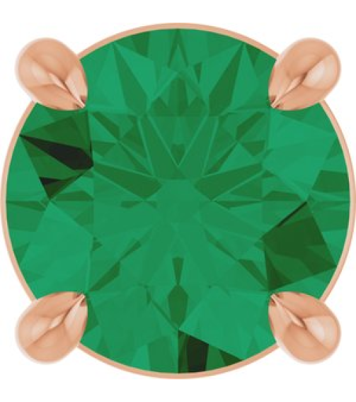 88436 Pendant Set 14K Rose Round Lab-Grown Emerald 5.5 Mm Polished Lab-Grown Emerald Solitaire Slide Pendant