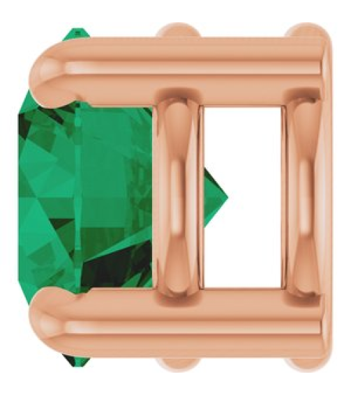 88436 Pendant Set 14K Rose Round Lab-Grown Emerald 5.5 Mm Polished Lab-Grown Emerald Solitaire Slide Pendant
