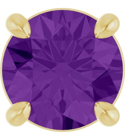88436 Pendant Set 14K Yellow Round Natural Amethyst 5.5 Mm Polished Natural Amethyst Solitaire Slide Pendant
