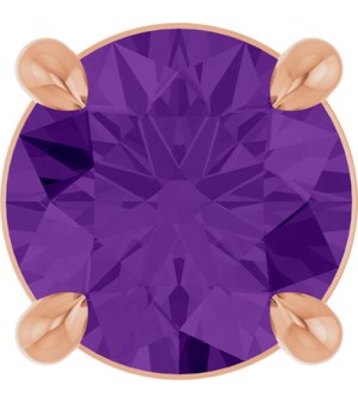 88436 Pendant Set 14K Rose Round Natural Amethyst 5.5 Mm Polished Natural Amethyst Solitaire Slide Pendant
