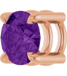 88436 Pendant Set 14K Rose Round Natural Amethyst 5.5 Mm Polished Natural Amethyst Solitaire Slide Pendant