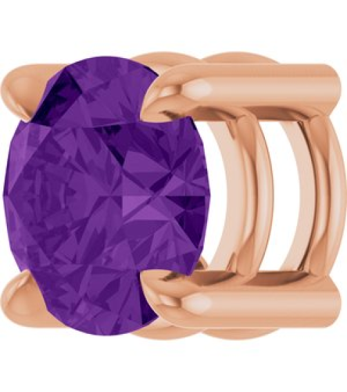88436 Pendant Set 14K Rose Round Natural Amethyst 5.5 Mm Polished Natural Amethyst Solitaire Slide Pendant