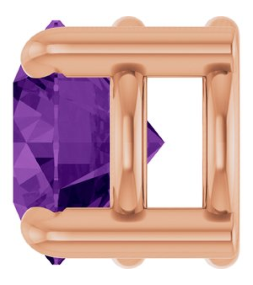 88436 Pendant Set 14K Rose Round Natural Amethyst 5.5 Mm Polished Natural Amethyst Solitaire Slide Pendant
