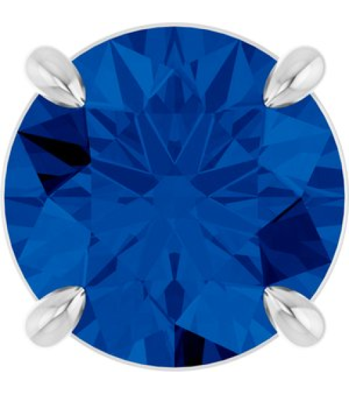 88436 Pendant Set 14K White Round Lab-Grown Blue Sapphire 8 Mm Polished Lab-Grown Blue Sapphire Solitaire Slide Pendant
