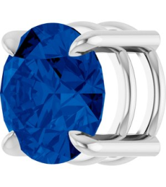 88436 Pendant Set 14K White Round Lab-Grown Blue Sapphire 8 Mm Polished Lab-Grown Blue Sapphire Solitaire Slide Pendant
