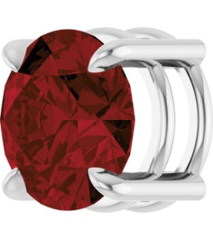88436 Pendant Set 14K White Round Natural Mozambique Garnet 8 Mm Polished Natural Mozambique Garnet Solitaire Slide Pendant