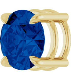 88436 Pendant Set 14K Yellow Round Lab-Grown Blue Sapphire 8 Mm Polished Lab-Grown Blue Sapphire Solitaire Slide Pendant
