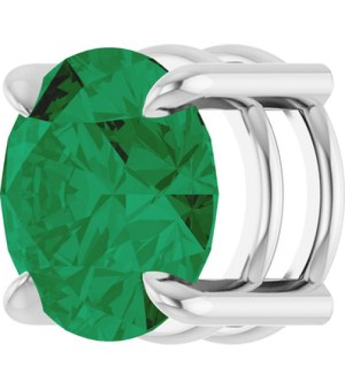 88436 Pendant Set Platinum Round Lab-Grown Emerald 8 Mm Polished Lab-Grown Emerald Solitaire Slide Pendant
