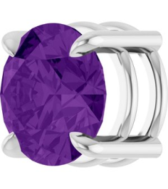 88436 Pendant Set Platinum Round Natural Amethyst 8 Mm Polished Natural Amethyst Solitaire Slide Pendant