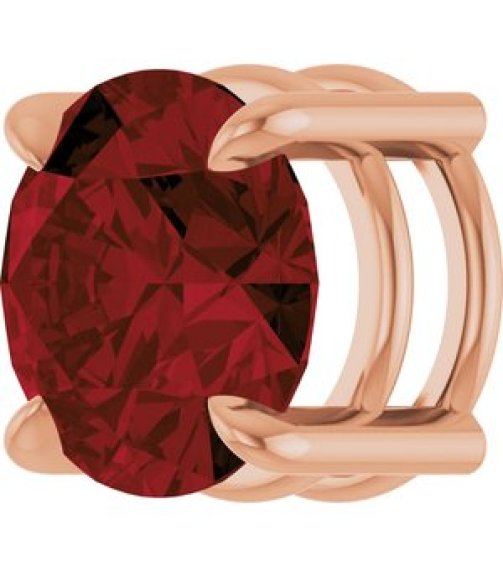 88436 Pendant Set 14K Rose Round Natural Mozambique Garnet 8 Mm Polished Natural Mozambique Garnet Solitaire Slide Pendant