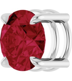 88436 Pendant Set 14K White Round Lab-Grown Ruby 8 Mm Polished Lab-Grown Ruby Solitaire Slide Pendant