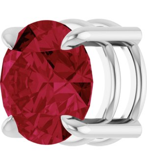 88436 Pendant Set 14K White Round Lab-Grown Ruby 8 Mm Polished Lab-Grown Ruby Solitaire Slide Pendant