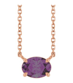 88788 Necklace Set 14K Rose Oval Lab-Grown Alexandrite 7 X 5 Mm 18 In Polished Lab-Grown Alexandrite 4-Prong Claw Necklace